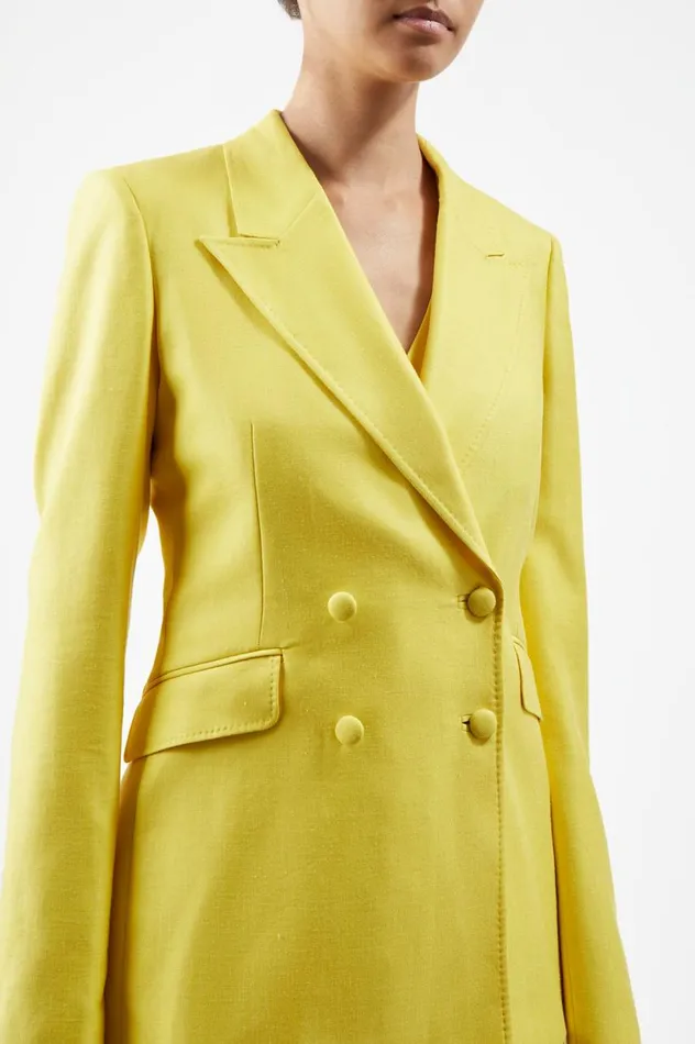 Women Suits Gabriela Hearst Stephanie Blazer In Cadmium Yellow Virgin Wool And Silk Linen Twill