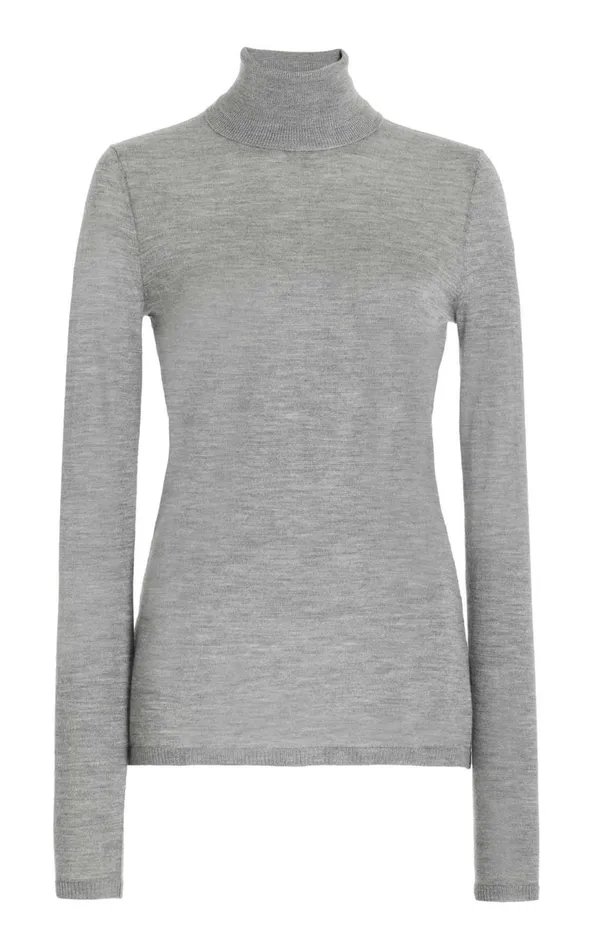 Women Sweaters and Turtlenecks Gabriela Hearst Costa Knit Turtleneck In Heather Grey Cashmere Silk Women Sweaters and Turtlenecks Gabriela Hearst Costa Knit Turtleneck In Heather Grey Cashmere Silk
