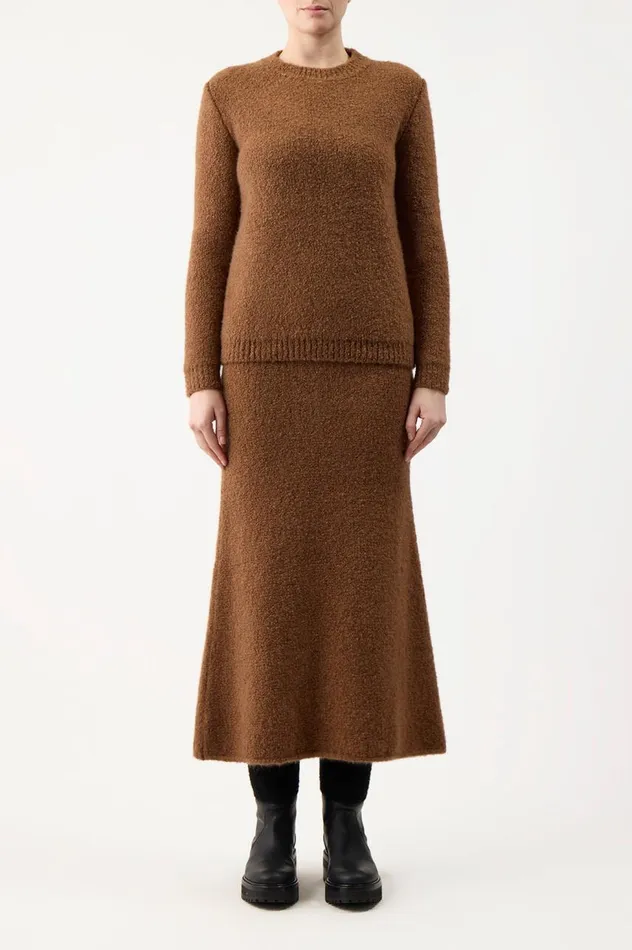 Women Sweaters and Turtlenecks Gabriela Hearst Philippe Knit Sweater In Cognac Cashmere Boucle