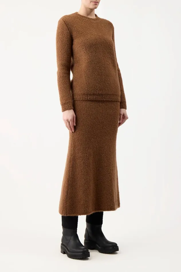 Women Sweaters and Turtlenecks Gabriela Hearst Philippe Knit Sweater In Cognac Cashmere Boucle