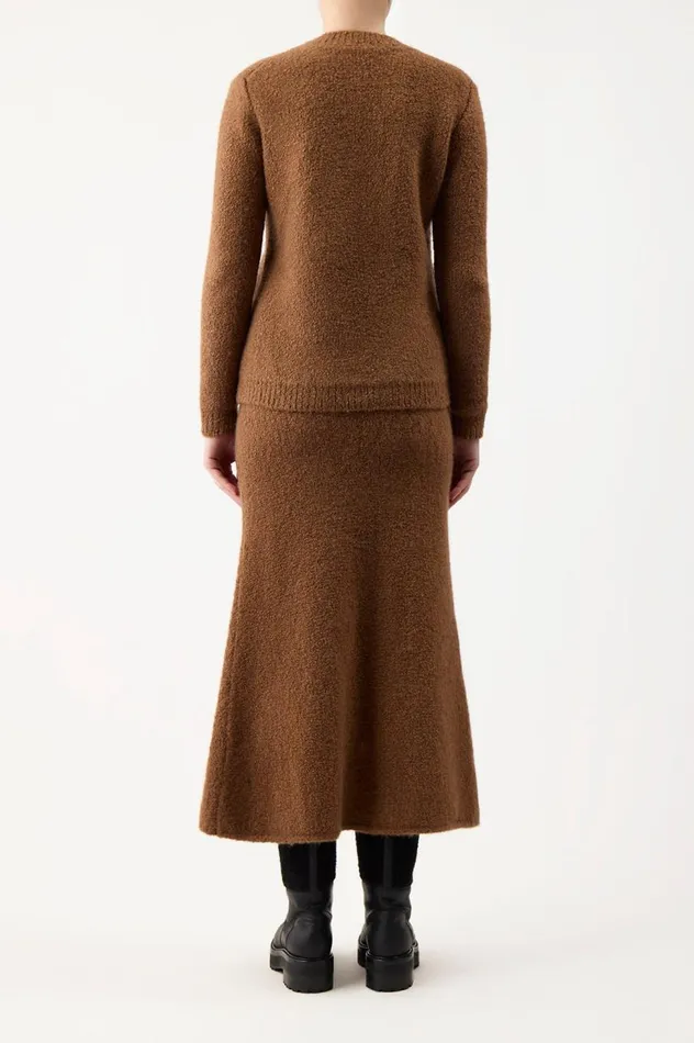 Women Sweaters and Turtlenecks Gabriela Hearst Philippe Knit Sweater In Cognac Cashmere Boucle