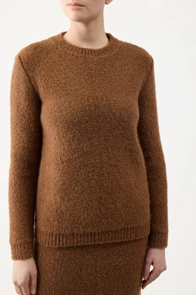 Women Sweaters and Turtlenecks Gabriela Hearst Philippe Knit Sweater In Cognac Cashmere Boucle