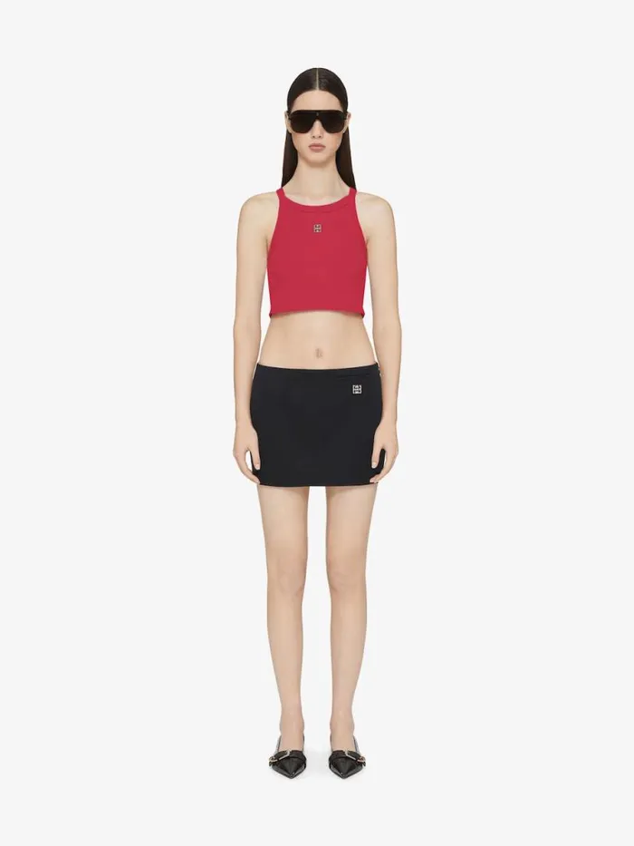 Women TShirts Givenchy Cropped Tank Top In Cotton With 4G Detail Raspberry