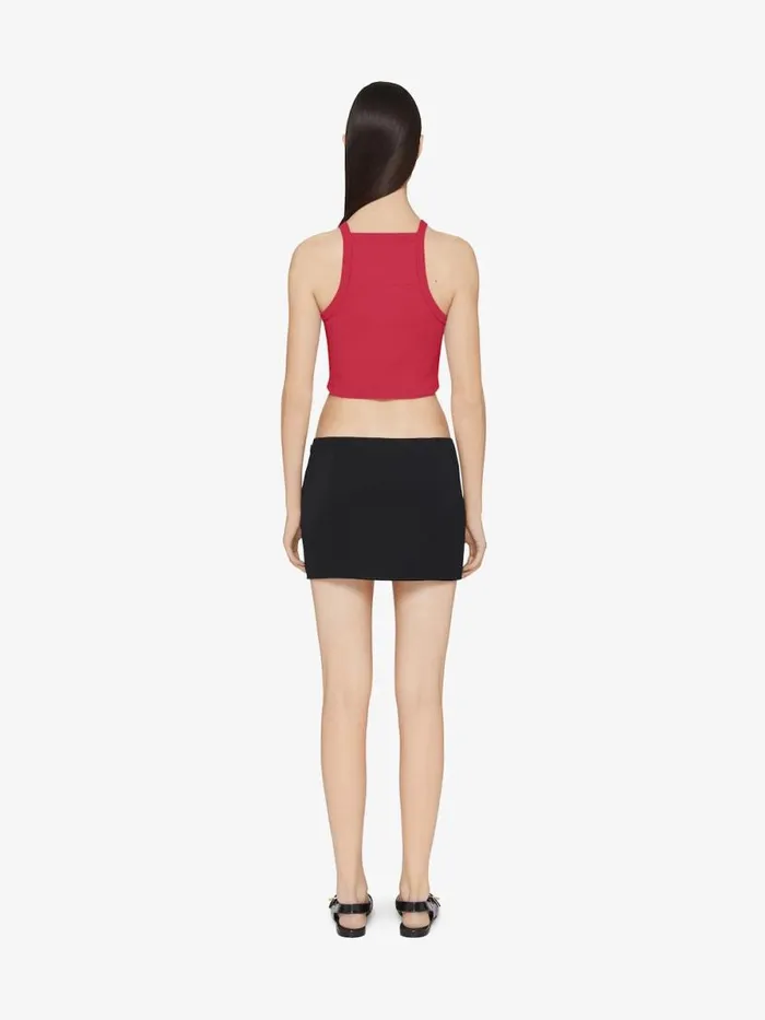 Women TShirts Givenchy Cropped Tank Top In Cotton With 4G Detail Raspberry