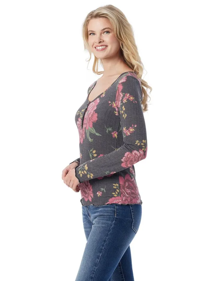 Women Tahani Henley Top In Sketchy Roses Jessica Simpson Tops and Tees