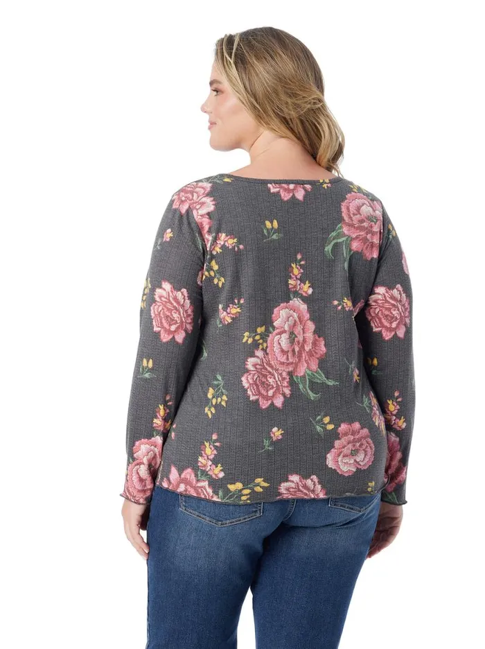 Women Tahani Henley Top In Sketchy Roses Jessica Simpson Tops and Tees