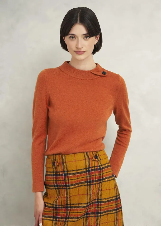 Women Talia Wool Cashmere Jumper Topaz Orange Hobbs Jumpers and Cardigans