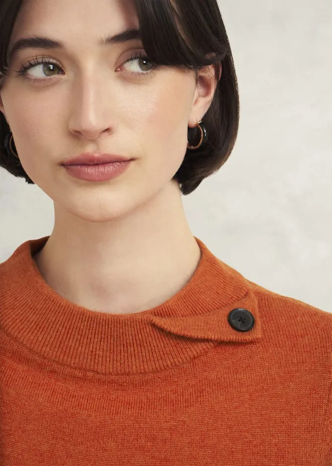 Women Talia Wool Cashmere Jumper Topaz Orange Hobbs Jumpers and Cardigans