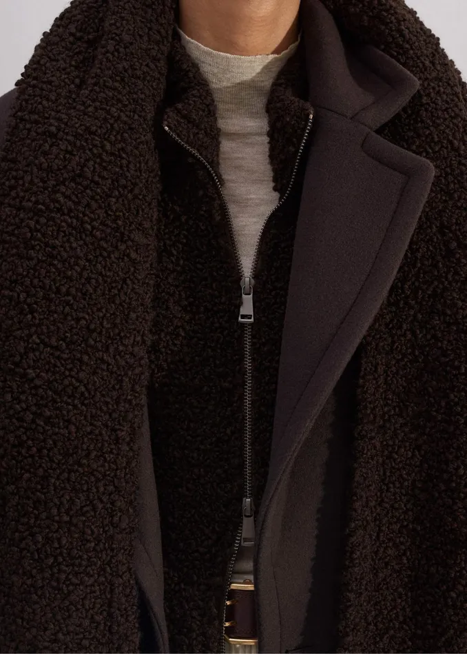 Women Teddy Merino Boucl Chunky Scarf Double Espresso MEEM