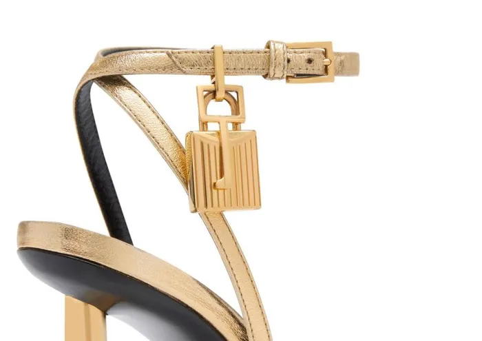 Women The Padlock Tom Ford Laminated Nappa Leather Padlock Pointy Naked Sandal Gold Women The Padlock Tom Ford Laminated Nappa Leather Padlock Pointy Naked Sandal Gold