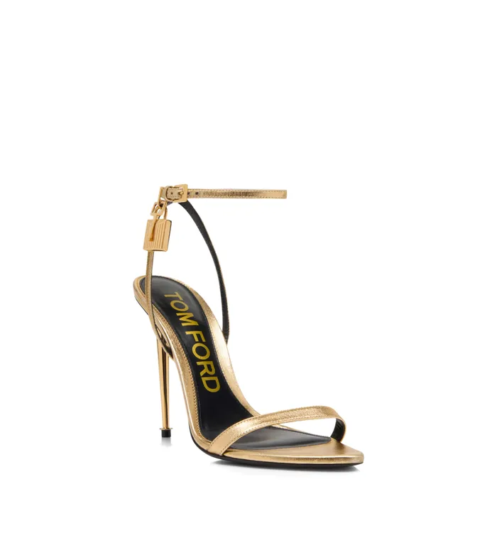 Women The Padlock Tom Ford Laminated Nappa Leather Padlock Pointy Naked Sandal Gold Women The Padlock Tom Ford Laminated Nappa Leather Padlock Pointy Naked Sandal Gold