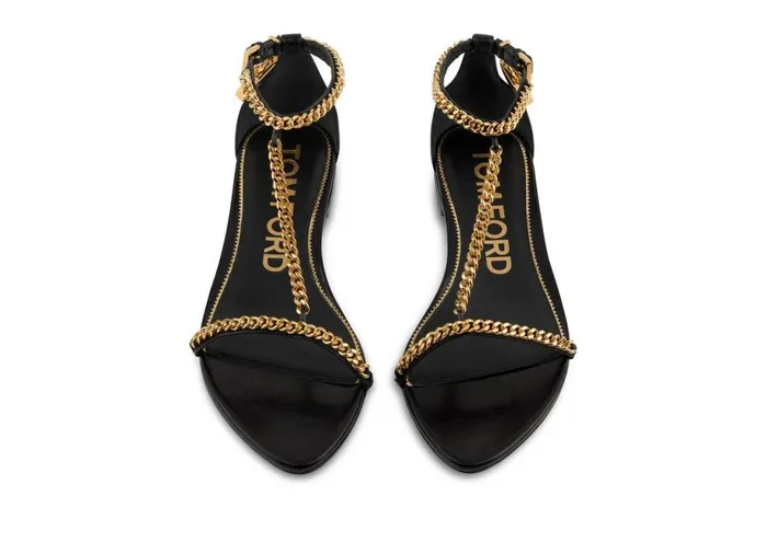 Women The Padlock Tom Ford Shiny Leather Padlock Chain Sandal Black Women The Padlock Tom Ford Shiny Leather Padlock Chain Sandal Black