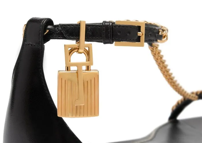 Women The Padlock Tom Ford Shiny Leather Padlock Chain Sandal Black Women The Padlock Tom Ford Shiny Leather Padlock Chain Sandal Black