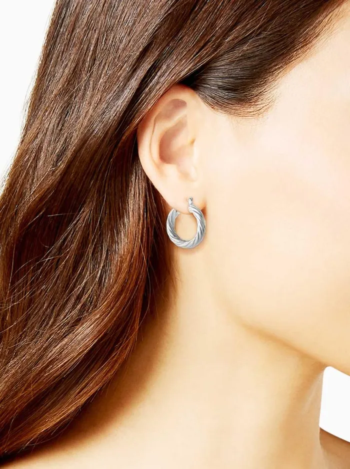Women Thick Twisted Hoop Earrings In Silver Jessica Simpson Earrings