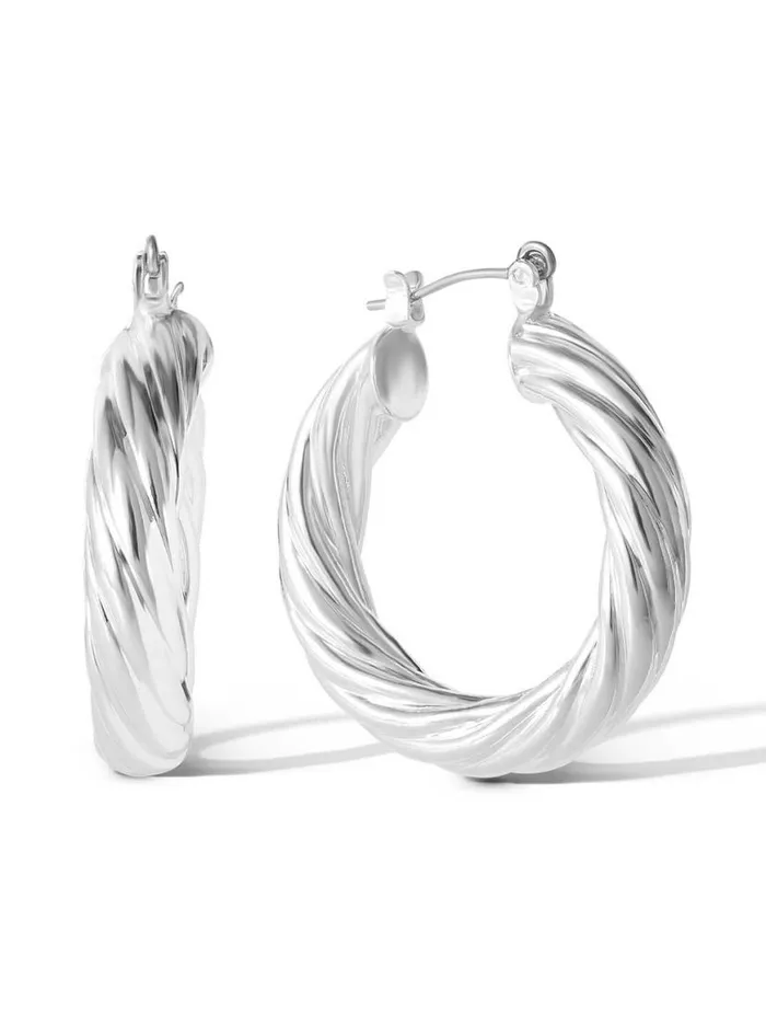 Women Thick Twisted Hoop Earrings In Silver Jessica Simpson Earrings
