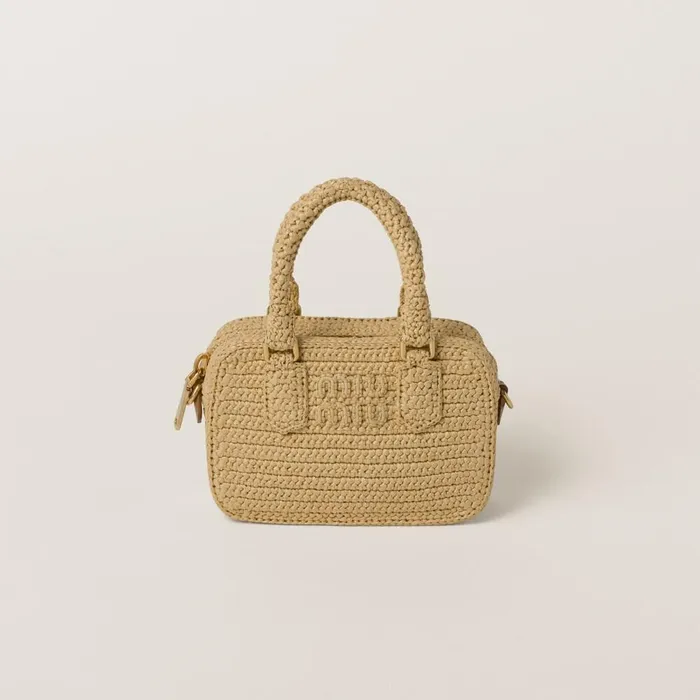 Women Top Handles Miu Miu Arcadie Crochet Bag Natural