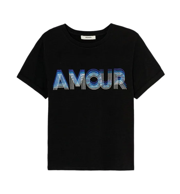 Women Top With Front Lettering 8211 Black Print Promod Tops Women Top With Front Lettering 8211 Black Print Promod Tops