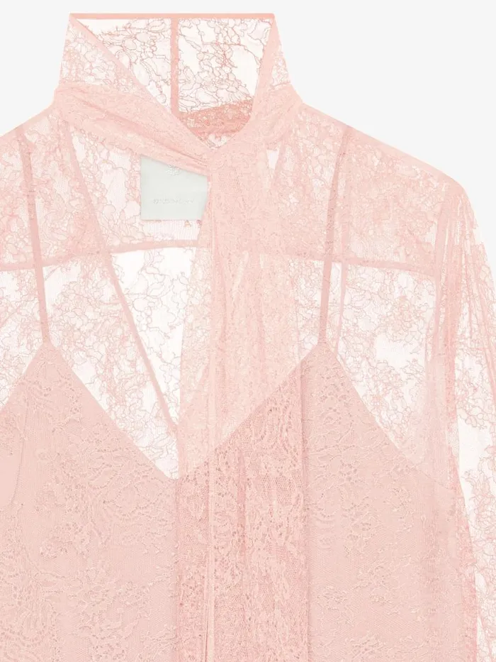 Women Tops and Shirts Givenchy Blouse In Lace With Lavalliere Blush Pink Women Tops and Shirts Givenchy Blouse In Lace With Lavalliere Blush Pink
