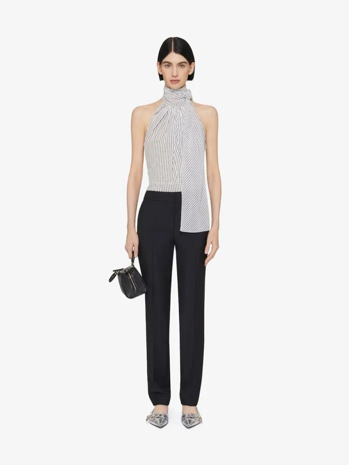 Women Tops and Shirts Givenchy Polka Dots Top In Silk With Lavallire Ecrublack