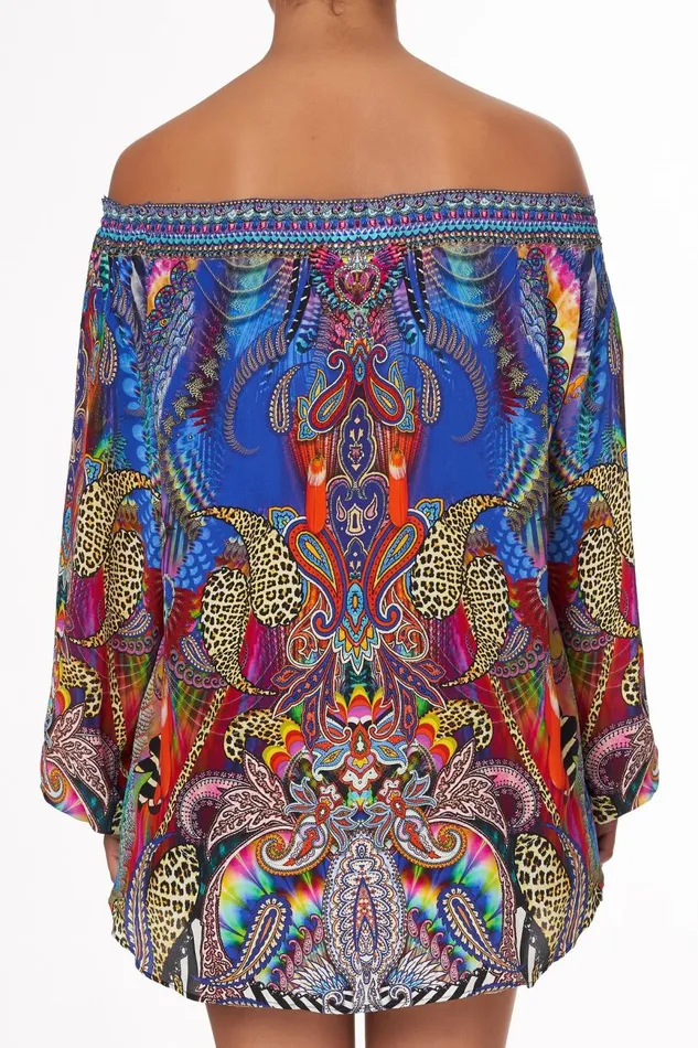 Women Tops Camilla Neck Tie Gathered Blouse Psychedelica