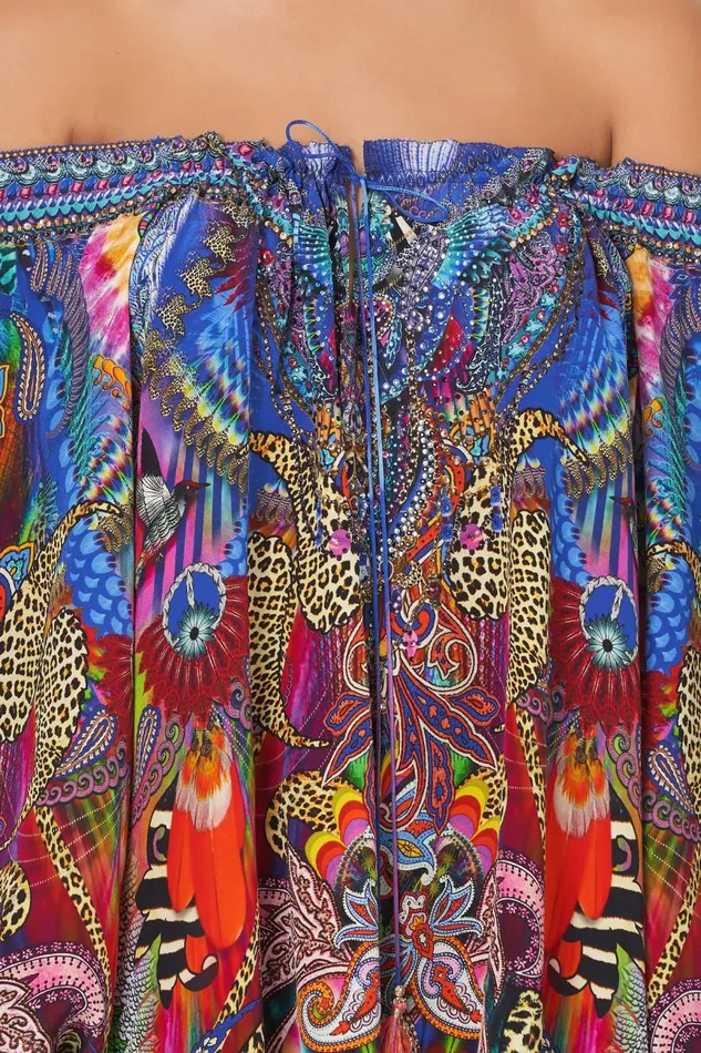 Women Tops Camilla Neck Tie Gathered Blouse Psychedelica