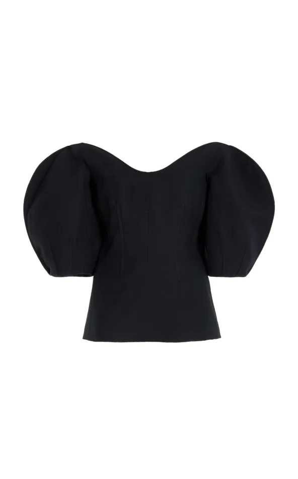 Women Tops Gabriela Hearst Bartlet Top In Black Wool Silk Cady
