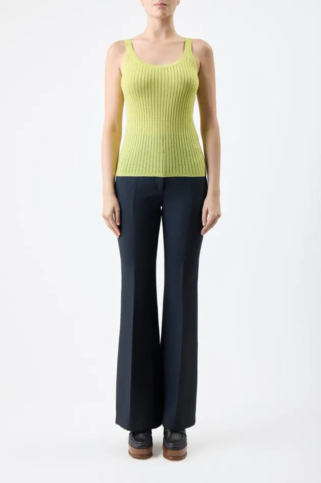 Women Tops Gabriela Hearst Nevin Pointelle Knit Tank Top In Lime Adamite Cashmere Silk