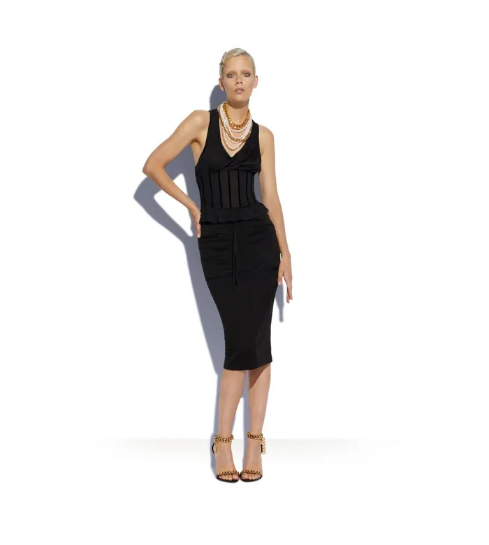 Women Tops Tom Ford Silk Jersey Corset Tank Top Black Women Tops Tom Ford Silk Jersey Corset Tank Top Black