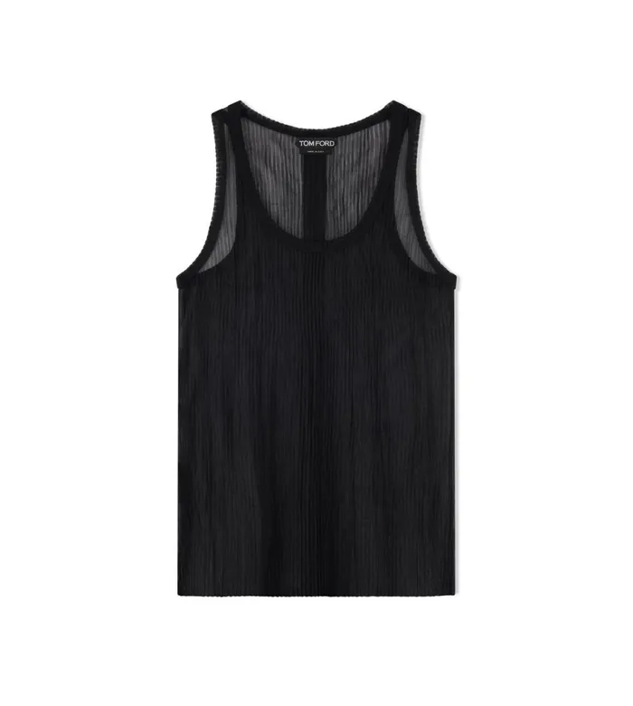 Women Tops Tom Ford Transparent Rib Jersey Tank Top Black