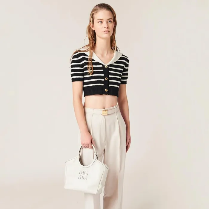 Women Totes Miu Miu IVY Leather Bag Chalk White Women Totes Miu Miu IVY Leather Bag Chalk White