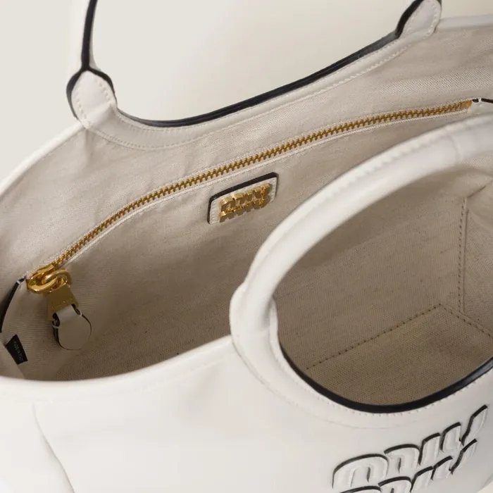 Women Totes Miu Miu IVY Leather Bag Chalk White Women Totes Miu Miu IVY Leather Bag Chalk White