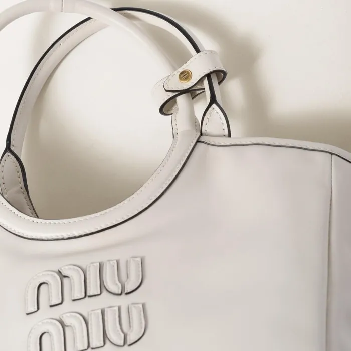 Women Totes Miu Miu IVY Leather Bag Chalk White Women Totes Miu Miu IVY Leather Bag Chalk White