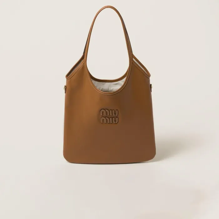 Women Totes Miu Miu Ivy Leather Bag Cognac