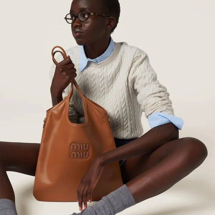 Women Totes Miu Miu Ivy Leather Bag Cognac Women Totes Miu Miu Ivy Leather Bag Cognac