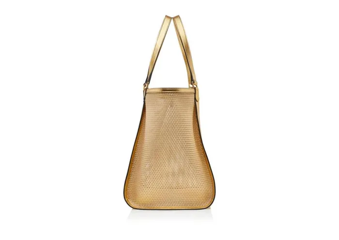 Women Totes Tom Ford Mesh And Leather Label Medium Tote Gold Women Totes Tom Ford Mesh And Leather Label Medium Tote Gold