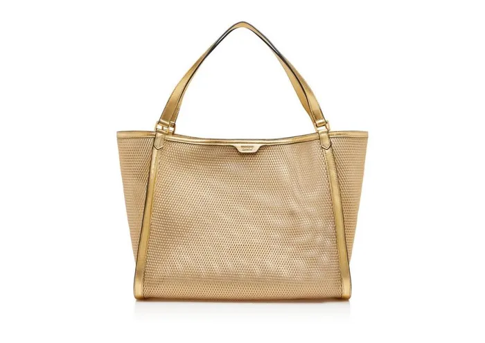 Women Totes Tom Ford Mesh And Leather Label Medium Tote Gold Women Totes Tom Ford Mesh And Leather Label Medium Tote Gold
