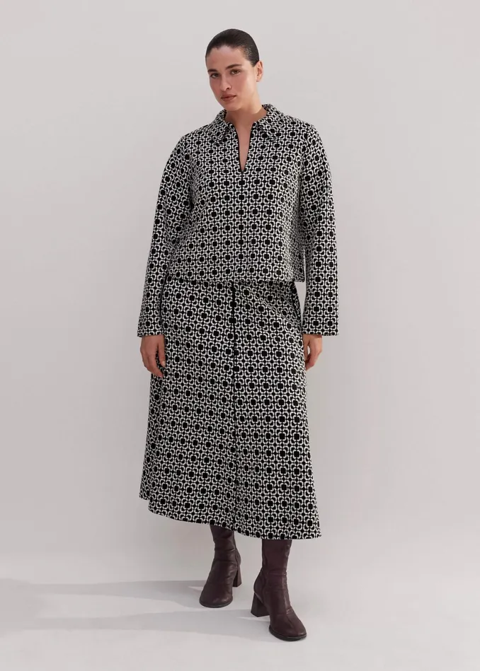 Women Travel Tailoring Graphic Jacquard Skirt Blackwhite MEEM