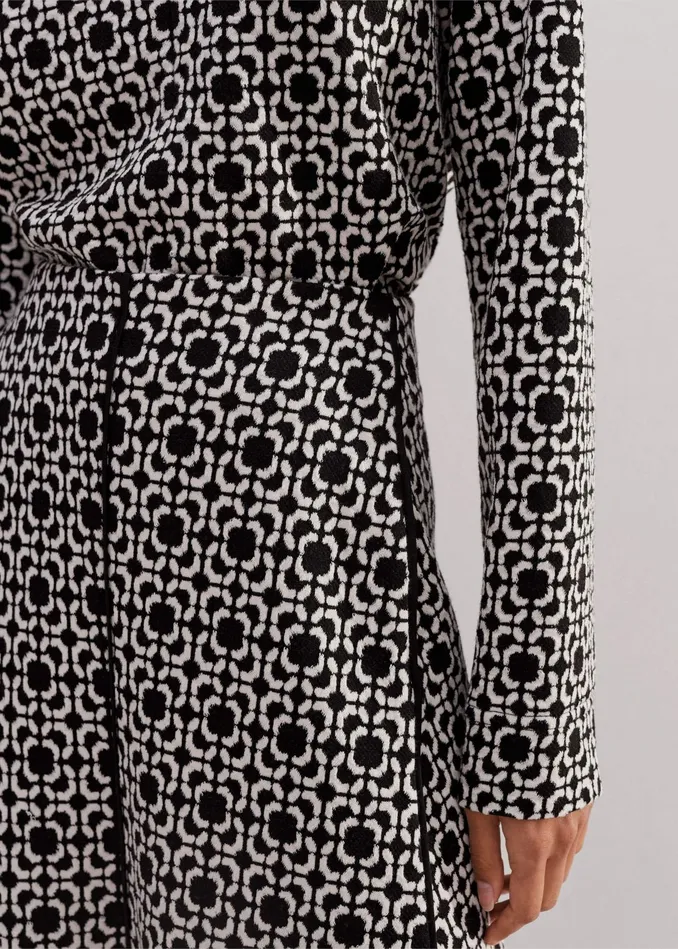 Women Travel Tailoring Graphic Jacquard Skirt Blackwhite MEEM