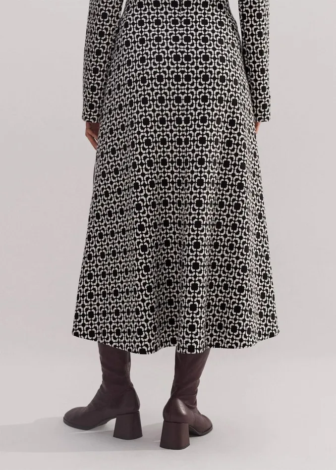 Women Travel Tailoring Graphic Jacquard Skirt Blackwhite MEEM