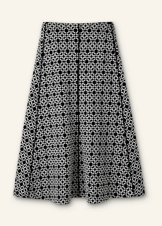 Women Travel Tailoring Graphic Jacquard Skirt Blackwhite MEEM