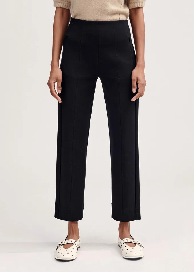Women Travel Tailoring Pull On Slim Crop Pant Black MEEM