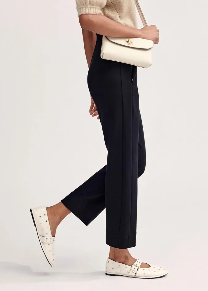Women Travel Tailoring Pull On Slim Crop Pant Black MEEM