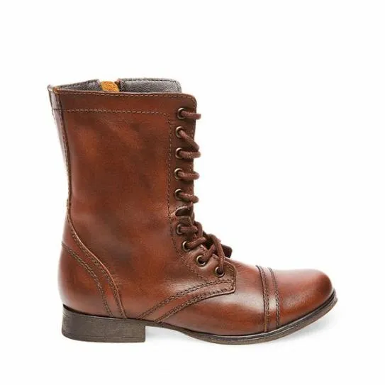 Women TROOPA BROWN LEATHER Brown Leather Steve Madden Boots and Booties