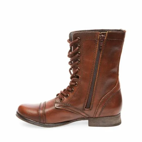 Women TROOPA BROWN LEATHER Brown Leather Steve Madden Boots and Booties