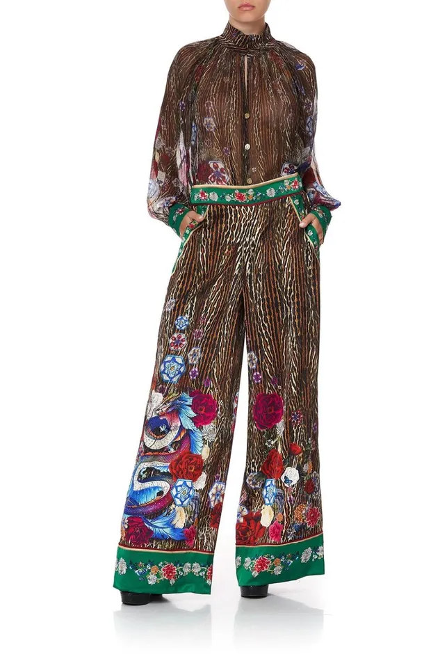 Women Trousers and Leggings Camilla Wide Leg Pant With Cuffs Jewel Of Jupiter