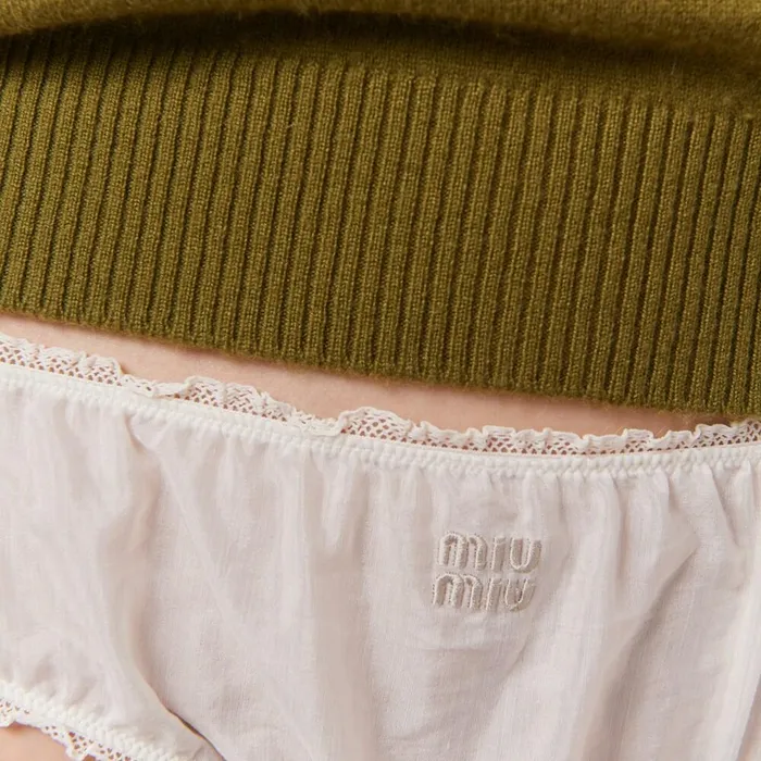 Women Underwear And Beachwear Miu Miu Muslin Panty Ivory Women Underwear And Beachwear Miu Miu Muslin Panty Ivory