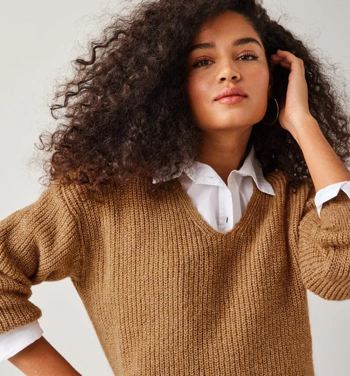 Women VNeck Ribbed Jumper 8211 Chestnut Brown Promod Jumpers And Cardigans Women VNeck Ribbed Jumper 8211 Chestnut Brown Promod Jumpers And Cardigans