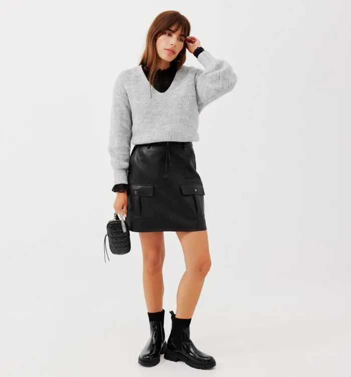 Women VNeck Ribbed Jumper 8211 Light Grey Promod Jumpers And Cardigans Women VNeck Ribbed Jumper 8211 Light Grey Promod Jumpers And Cardigans