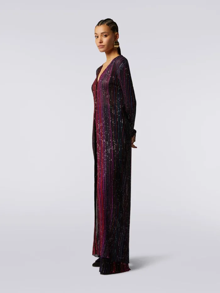 Women Vertical Striped Viscose Cardigan With Sequins Multicoloured Missoni Knitwear Women Vertical Striped Viscose Cardigan With Sequins Multicoloured Missoni Knitwear