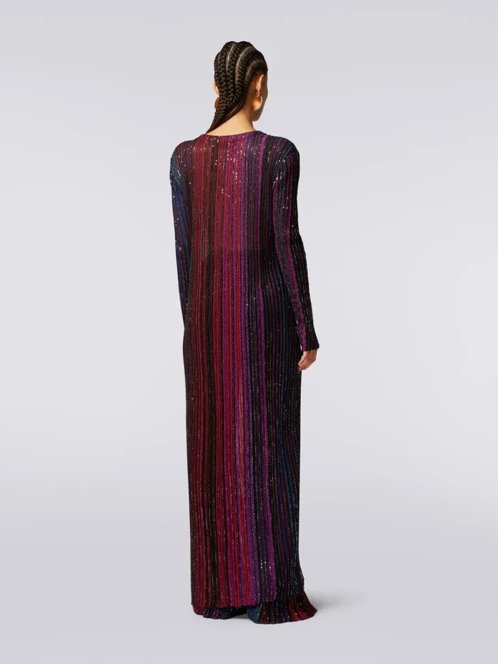 Women Vertical Striped Viscose Cardigan With Sequins Multicoloured Missoni Knitwear Women Vertical Striped Viscose Cardigan With Sequins Multicoloured Missoni Knitwear